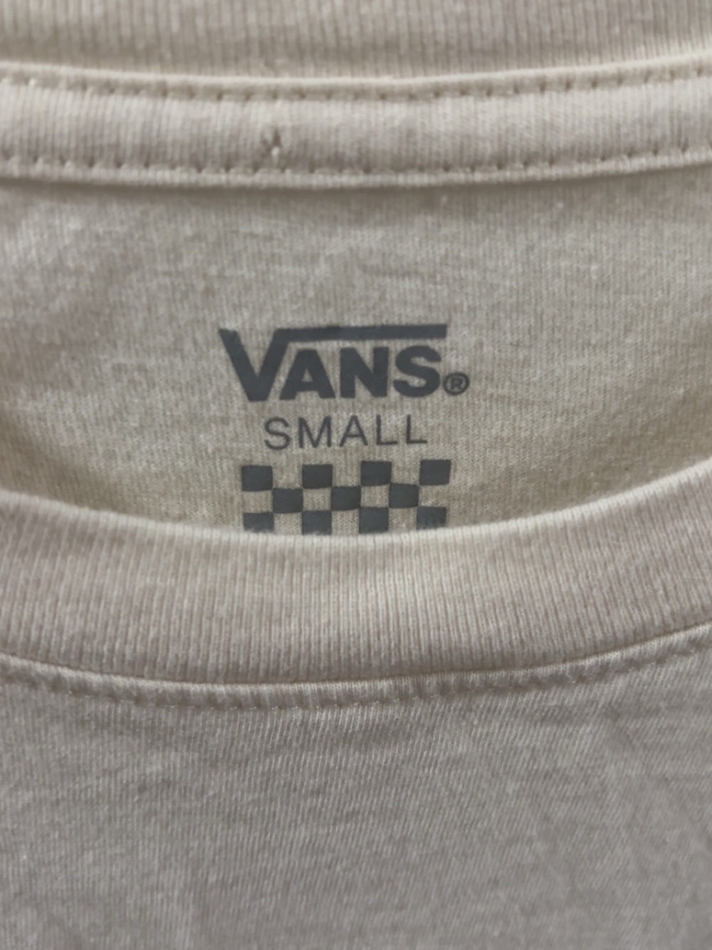 Vans Cream Long Sleeve Tee with Checkerboard Logo - Picture 3 of 4